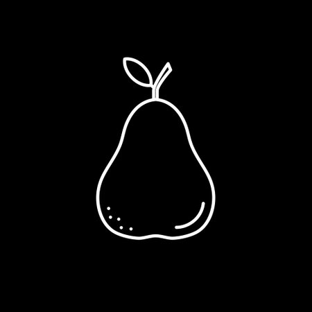 Pear with leaf fruit icon isolated on black background. Vector illustration.のイラスト素材