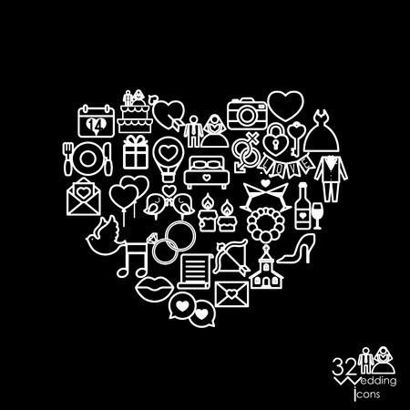 Love icon objects in the heart sign shape. Vector illustrationのイラスト素材