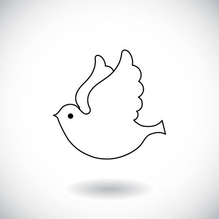Dove flying way up isolated on white background. Vector illustrationのイラスト素材