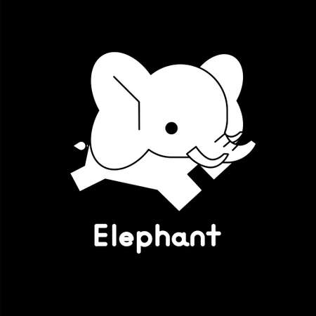 Outlined cute cartoon elephant. Vector illustration.のイラスト素材