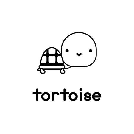 Outlined cute cartoon tortoise. Vector illustration.のイラスト素材