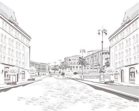 Series of street views in the old cityのイラスト素材
