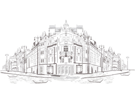 Series of street views in the old cityのイラスト素材