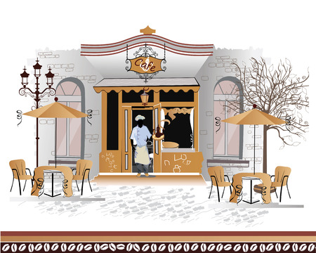 Series of the streets with people in the old cityのイラスト素材