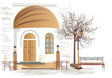 Series of street cafes in the old cityのイラスト素材