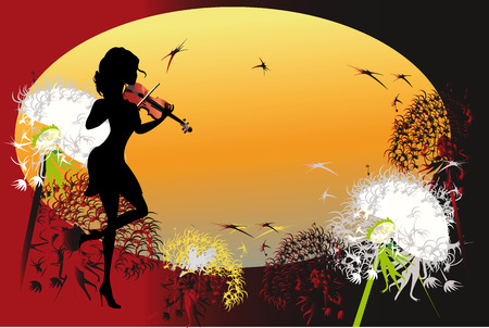 Concept of relax music, a musicianのイラスト素材