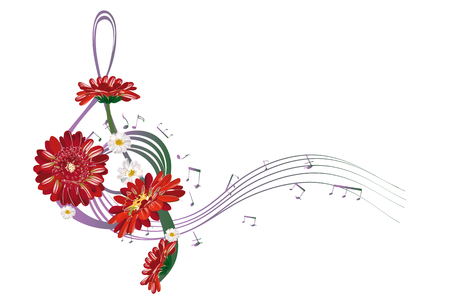 Series of greeting backgrounds with summer and spring flowers. Floral decorations with blossom trees. Vector illustration.のイラスト素材