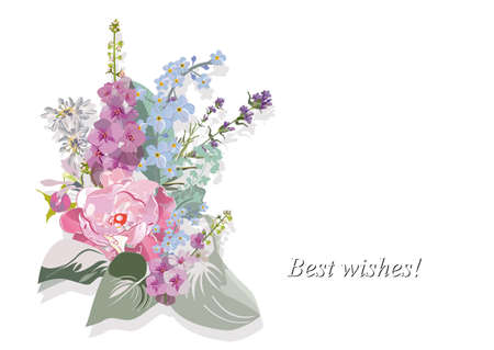 Series of greeting backgrounds with summer and spring flowers for wedding decoration, Valentine's Day, sales and other events . vector illustrations.のイラスト素材