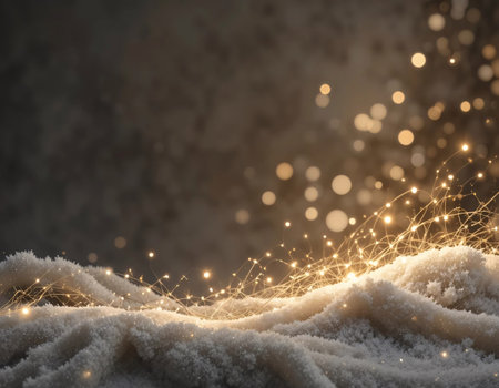 Winter background with snow and bokeh lights. 3d renderingの素材
