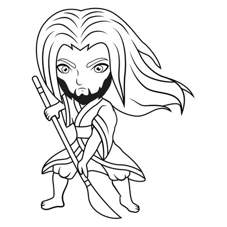 Izanagi chibi mascot line artのイラスト素材