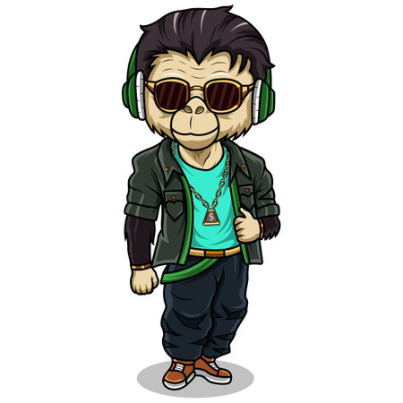 Cool monkey wearing stylish glasses mascotのイラスト素材