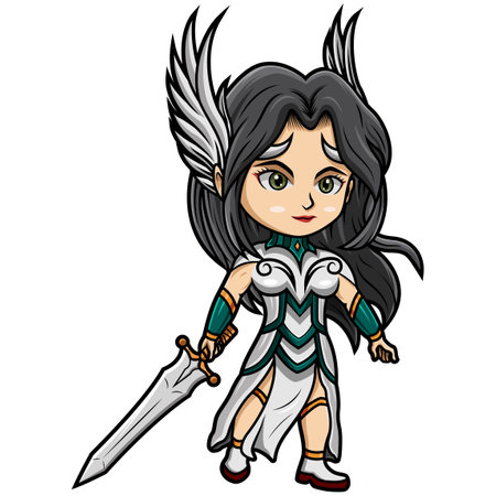 valkyrie chibi mascot logo designのイラスト素材