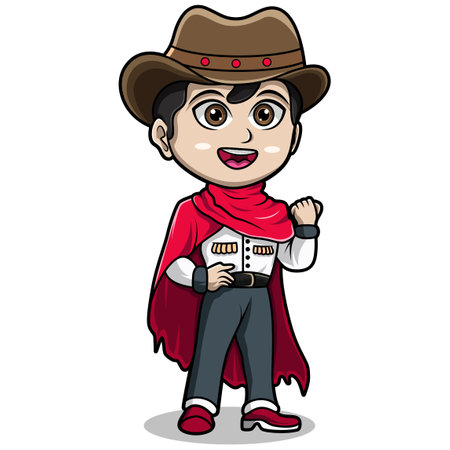 Cowboy Kids cartoon for coloring bookのイラスト素材