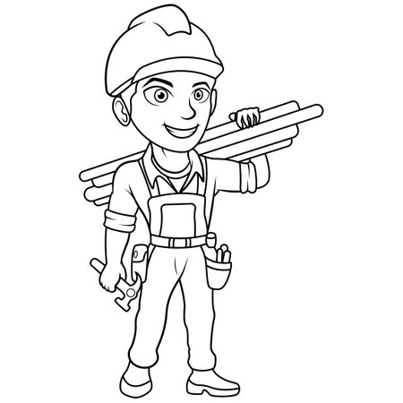 Service man chibi mascot line artのイラスト素材