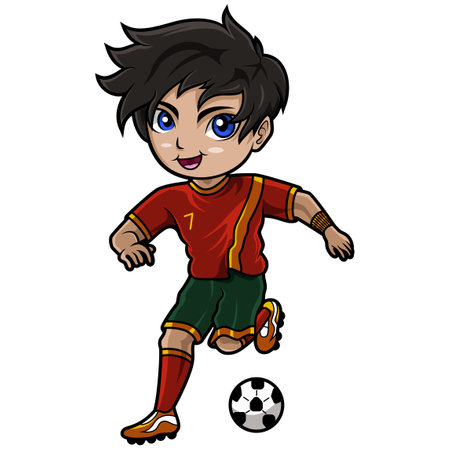 Cute Boy Kicking Soccer Ballのイラスト素材
