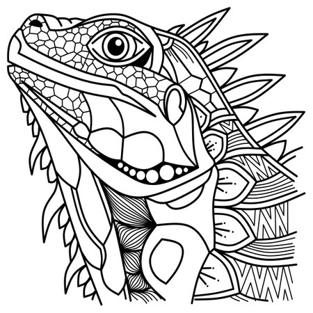 Hand drawn head of iguanaのイラスト素材