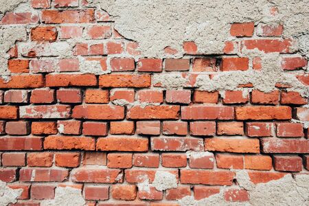 Old red brick wall. Perfect grunge background. Copy space for text.