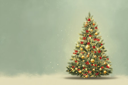 A beautifully adorned Christmas tree with colorful ornaments and twinkling lights, enhancing the holiday spirit and ambianceの素材