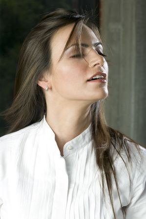 Profile of beautiful young womanの写真素材