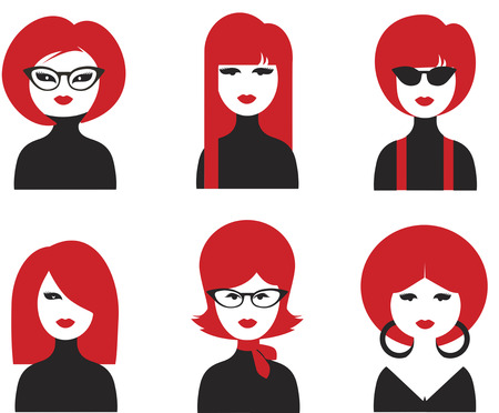 Avatar girls faces isolatedのイラスト素材