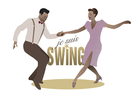 Elegant couple swing dancingのイラスト素材