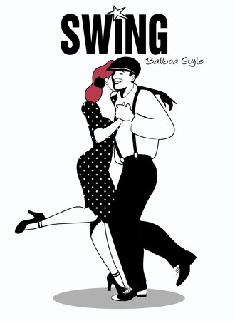 Young couple dancing swing: "Balboa" Styleのイラスト素材