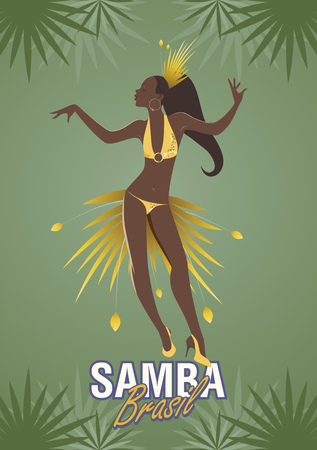 Young girl dancing latin music. Samba