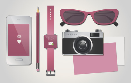 Flat Lay Travelのイラスト素材