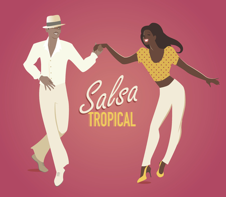 Young couple dancing latin music. Salsa, mambo, rumbaのイラスト素材
