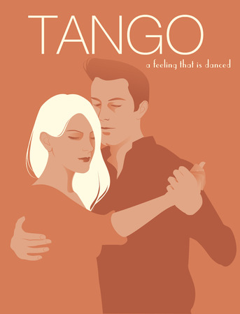 Young elegant couple dancing tangoのイラスト素材