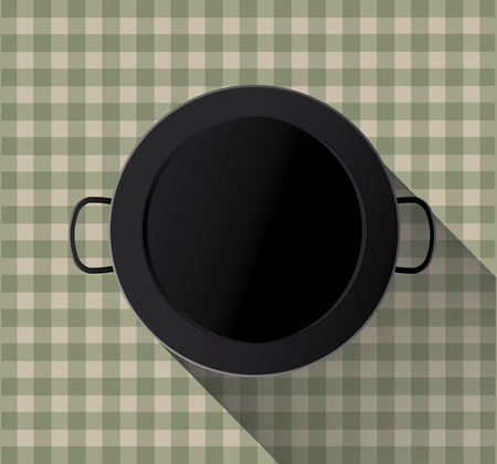 Paella pan empty on tableclothのイラスト素材