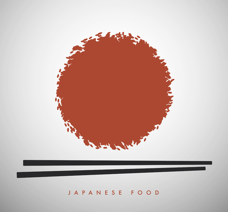 Japanese food symbol. Red rice and sticksのイラスト素材