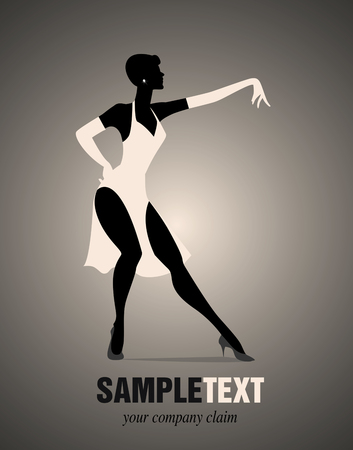 Elegant woman silhouette dancing retro styleのイラスト素材
