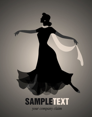 Elegant woman silhouette dancing retro styleのイラスト素材