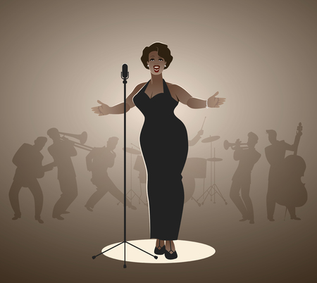 Elegant, curvy and sexy Jazz singer woman singing a melodyのイラスト素材