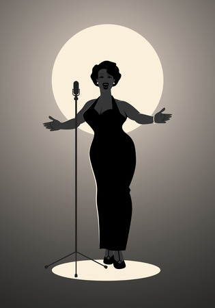 Elegant, curvy and sexy Jazz singer woman singing a melodyのイラスト素材