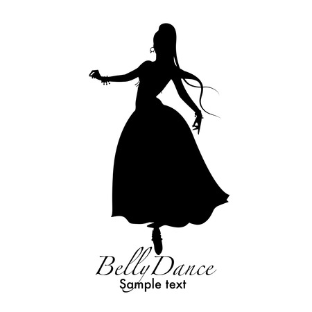 Beautiful belly dancer silhouette wearing exotic clothes. Vector illustrationのイラスト素材