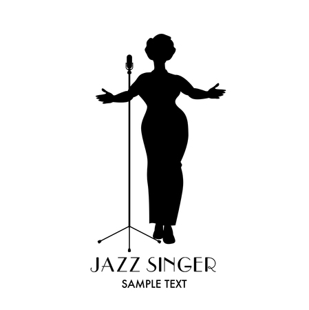 Elegant, curvy and sexy Jazz singer woman singing a melodyのイラスト素材