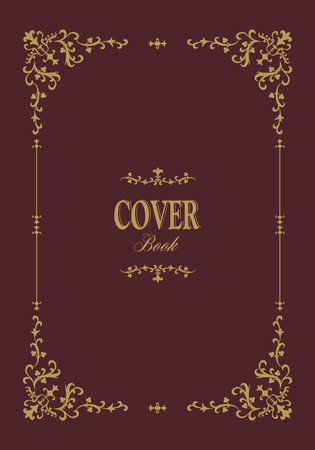 Book cover with retro ornamental gold frame. Vector Illustrationのイラスト素材