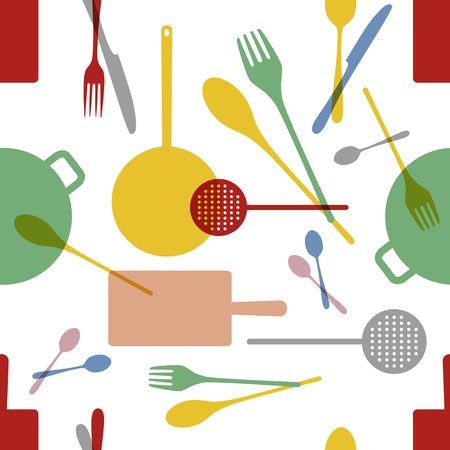 Kitchenware pattern. Seamless. Vector Illustrationのイラスト素材