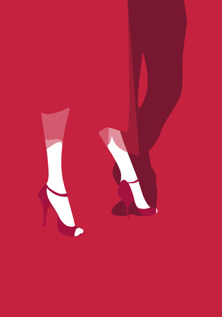 Tango dancers shoes and legs. Vector Illustrationのイラスト素材