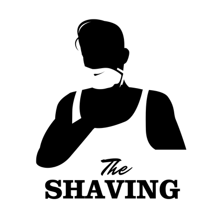 Man shaving. Razor and shaving foam. Barbershop emblemのイラスト素材