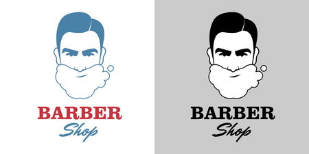 Man shaving. Razor and shaving foam. Barbershop emblemのイラスト素材