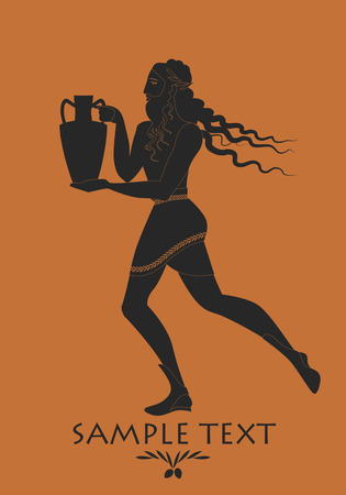 Bearded man with mane in the style of ancient Greece carrying amphoraのイラスト素材