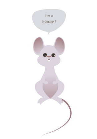 Cute mouse isolated on white illustration.のイラスト素材