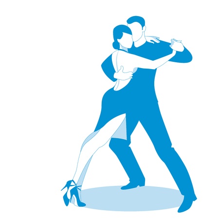 Couple dancing passionate argentine tango, isolated on white backgroundのイラスト素材