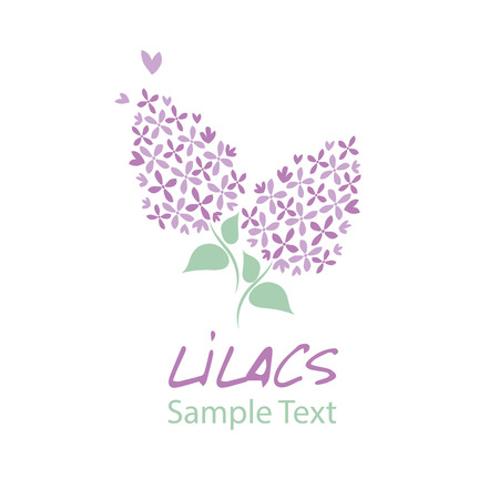 Lilac flower. Logo design. Text hand drawn.のイラスト素材