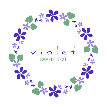 Round frame of wild violets isolated on white backgroundのイラスト素材