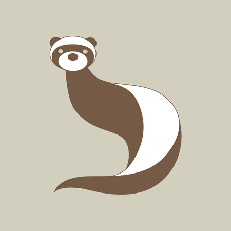 Ferret. Vector illustration of logo. Stylized, simplified and isolated cute animal.のイラスト素材