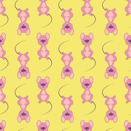 Seamless pattern of cute cartoon style mouse on colorful backgroundのイラスト素材